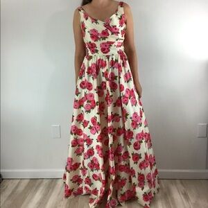 CATHERINE REGEHR Vintage Retro Style Floral Formal Dress Garden Party Cocktail